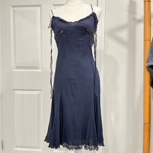 Moda International Navy Blue Silk Blend Dress